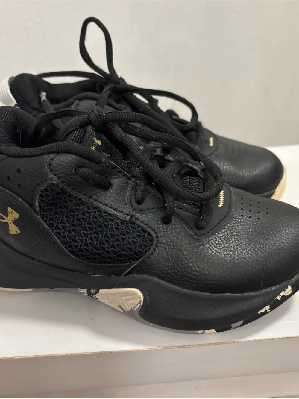 Under Armour Black and Gold Kids' Low-Top Sneakers